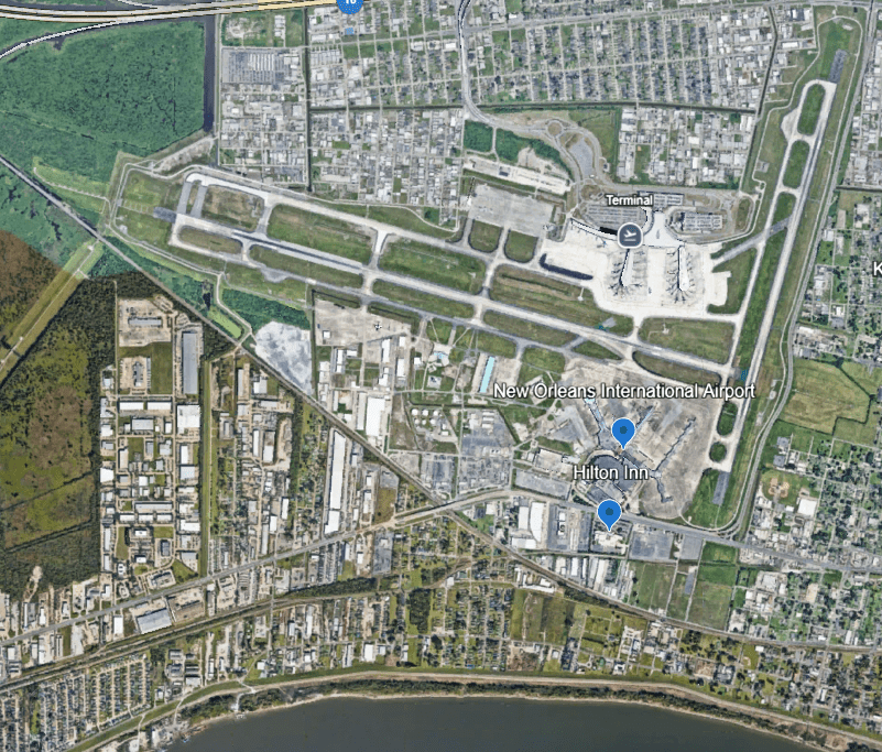 Google Earth view of New Orleans International Airport